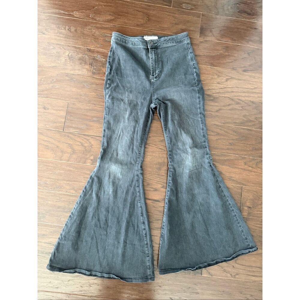Free People Gray Black Flare Bell Bottom Jeans 29